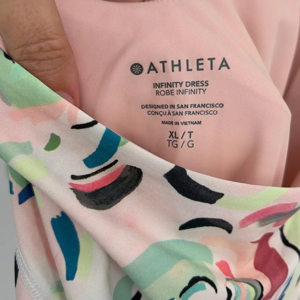 Athleta Floral Infinity Dress XL Tall Pink Performance Pilates Yoga Athleisure - Image 8