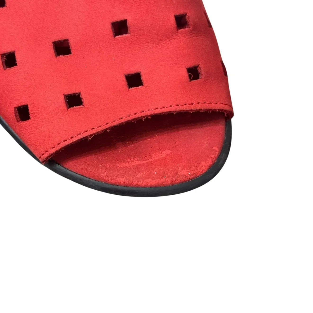 Sesto Meucci Evonne Red Nubock Cushioned Footbed Open Toe Slip On Flats - Size 9 - Image 11