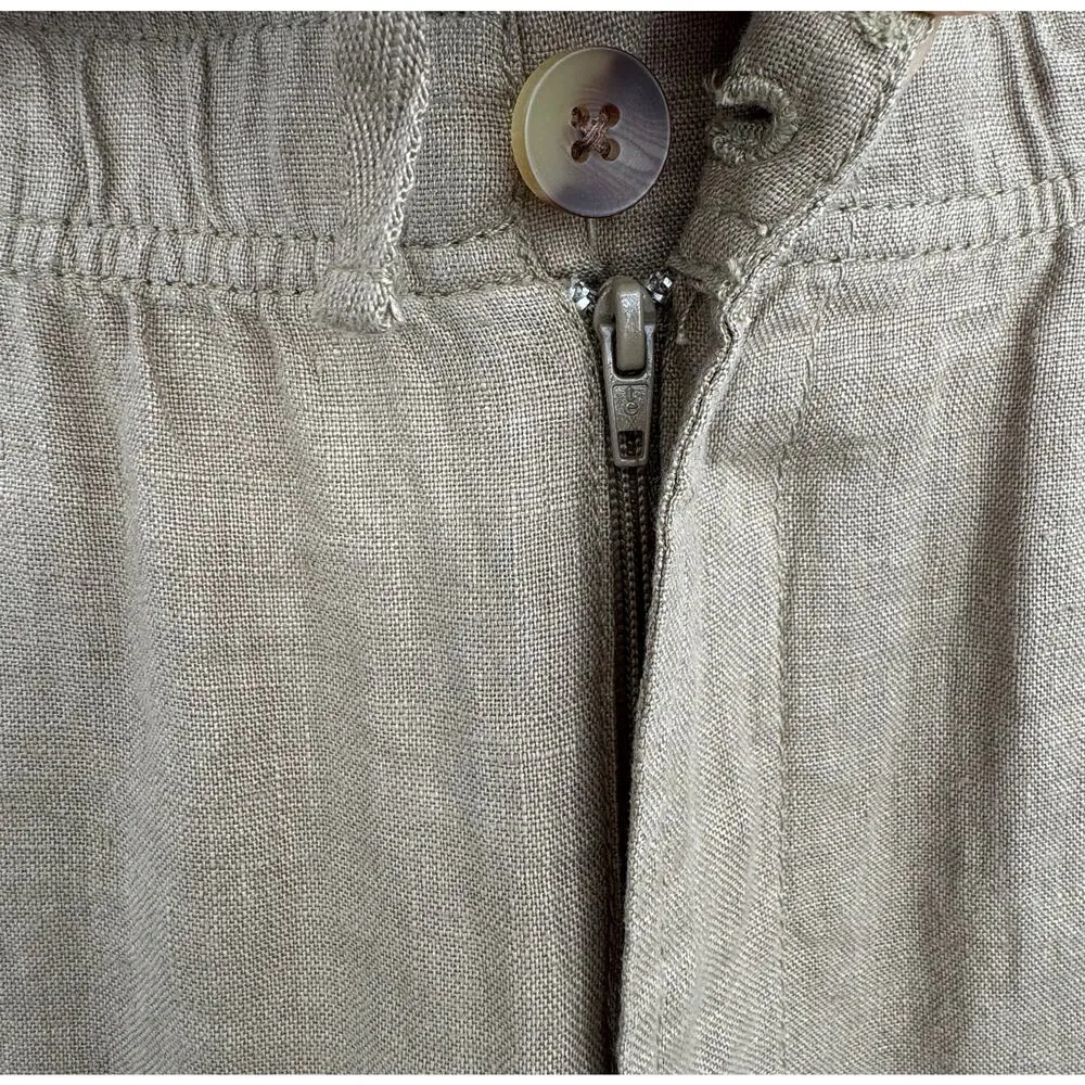 Club Room Luxury linen pants women's L straight elastic waist lagenlook tan Size L - Image 7