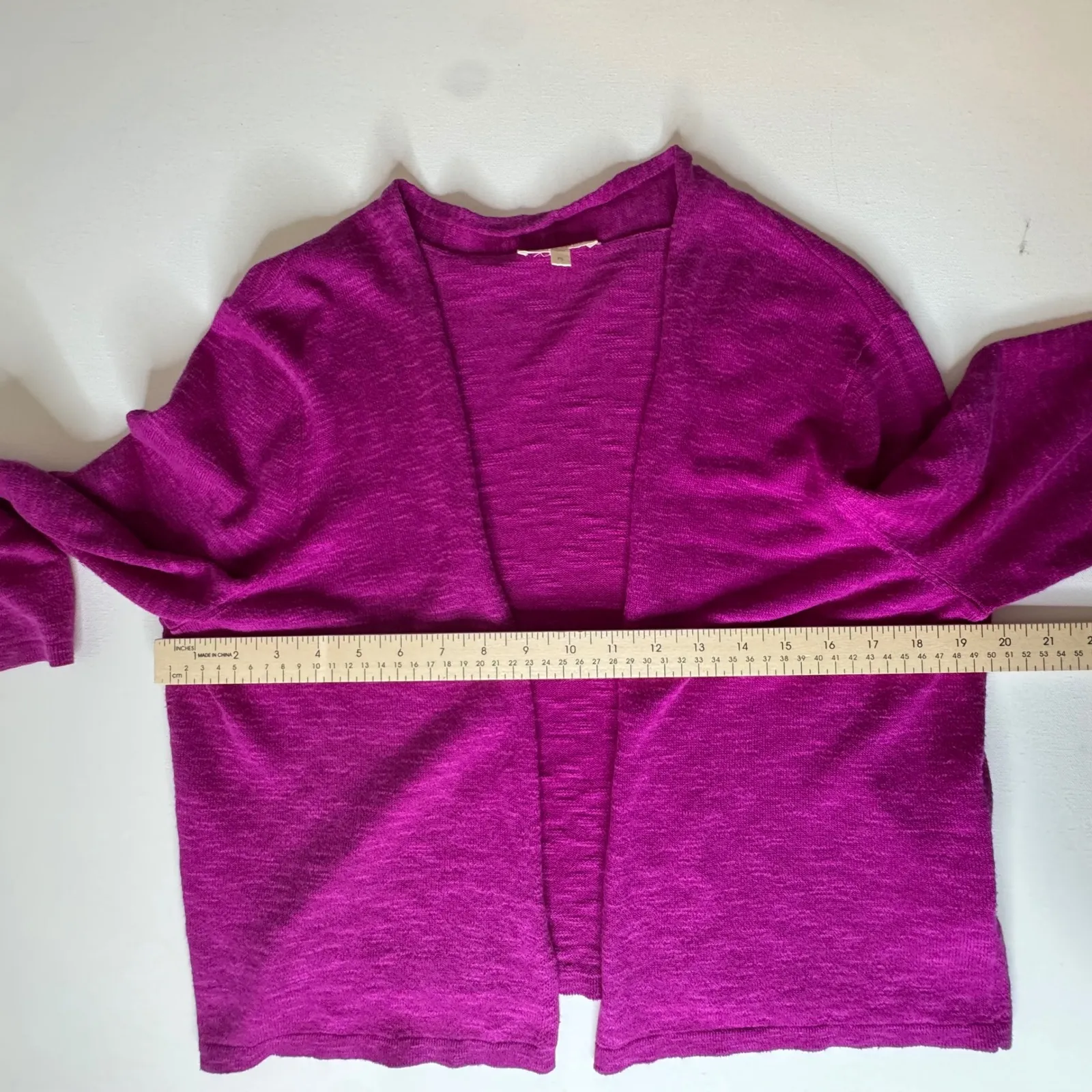 Eileen Fisher Linen Cotton Open Front Knit Cardigan Sz LP Purple Sweater Organic - Image 11