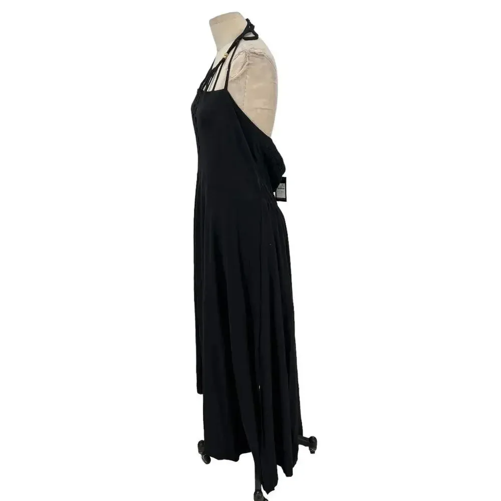 City Chic Plait Detail Maxi Dress Black Halter Jersey Size L / Plus‎ Size 20 - Image 7