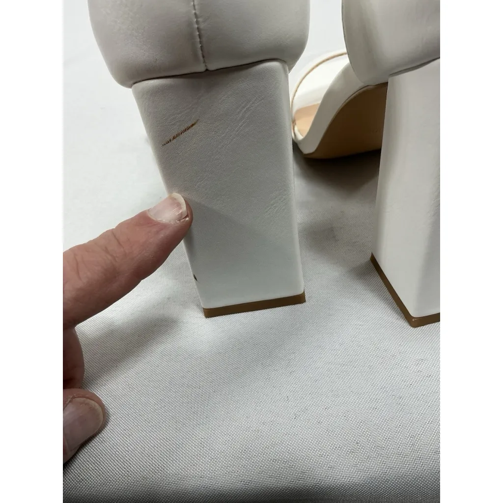 Womans Inifu Slipon Strappy Sandals 10 White Open Toe Buckle Strap Heel NWOT - Image 5