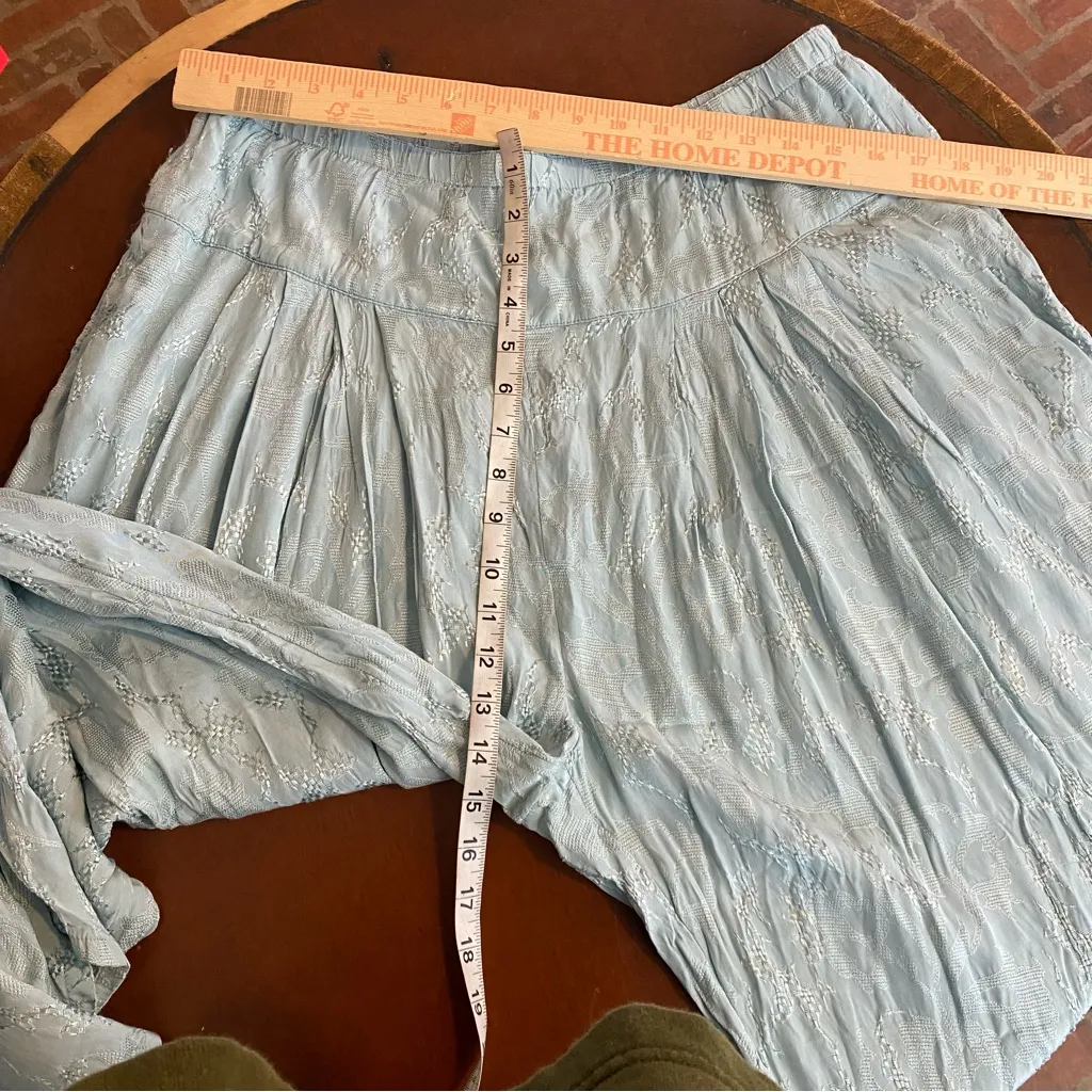 By Anthropologie Pleated Harem Trousers size large embroidered blue bohemian - Image 10