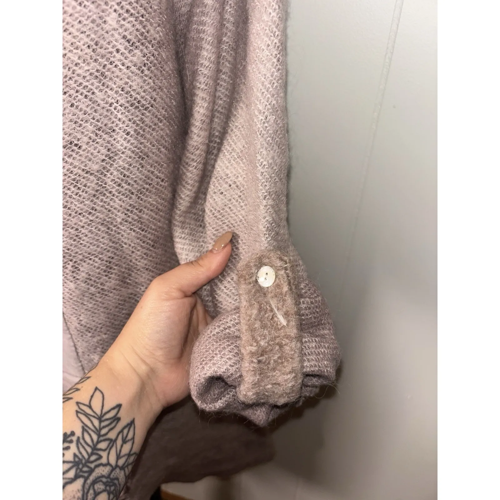 ivy and lace mohair blend thin knit sweater italy small Roll Sleeves Metallic - Image 3