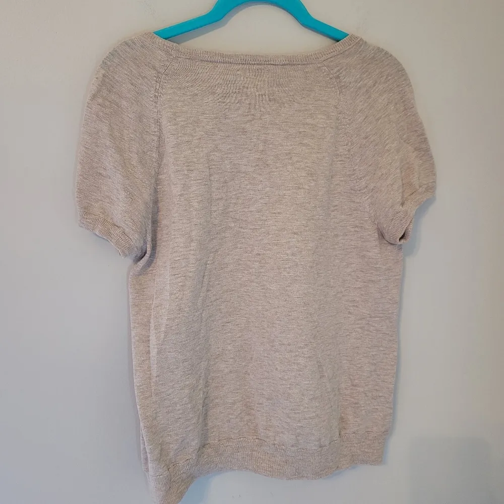 J. Crew Factory Tan Metallic Detail Short Sleeve Sweater - Image 7