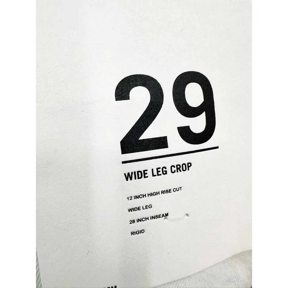 RE/DONE Wide Leg High Rise Raw Hem Bleach Light Wash Crop Jeans Size 29 NWD - Image 8