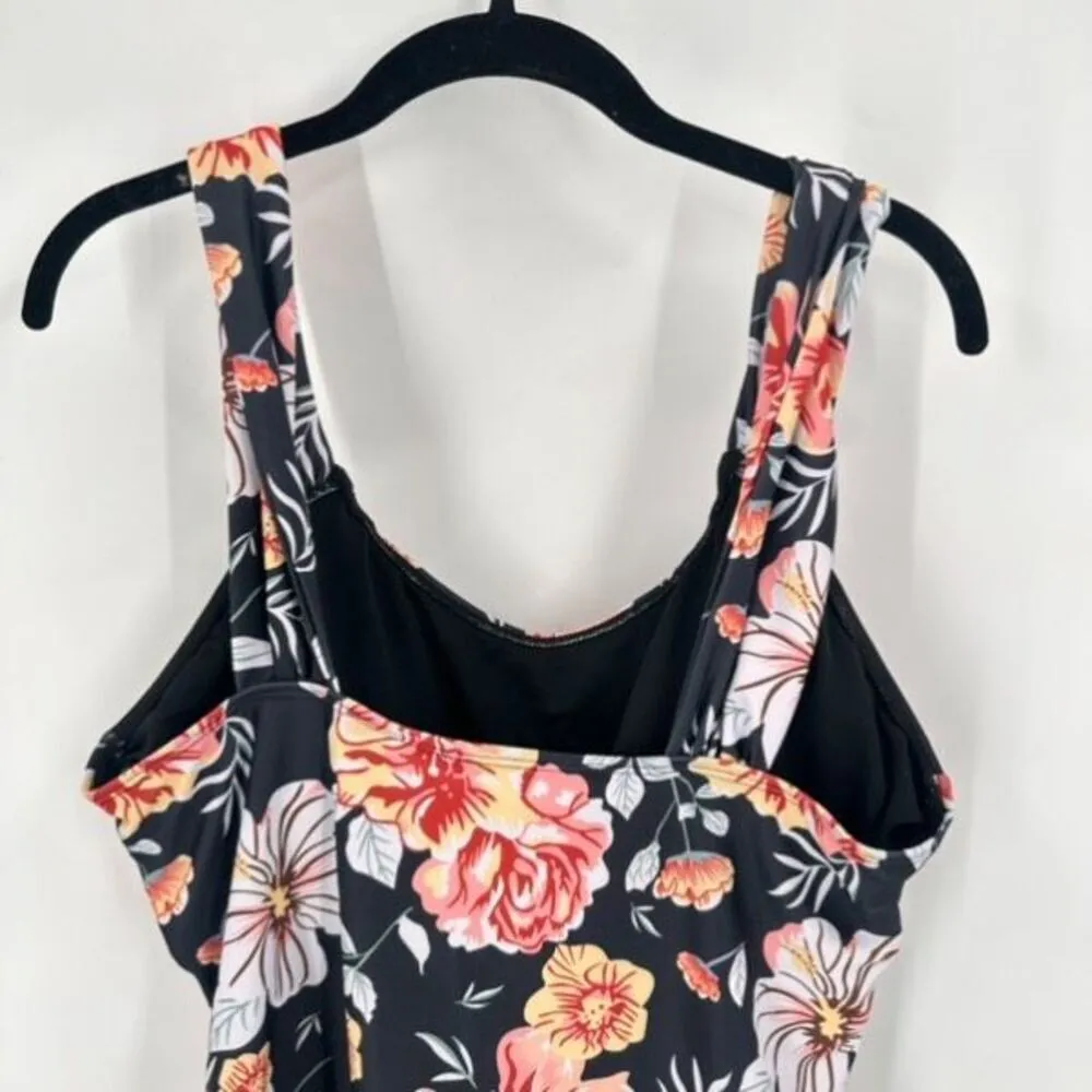 NWOT Women’s Black & Red Floral‎ One Piece Swim suit Size 2XL Black - Image 8
