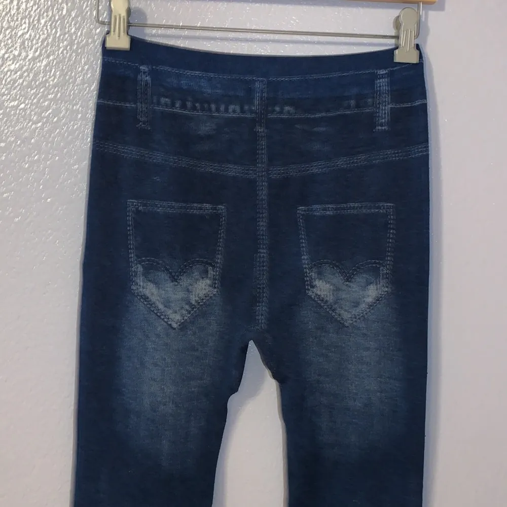 Soho Girls  one size faux distressed faux denim casual leggings - Image 5