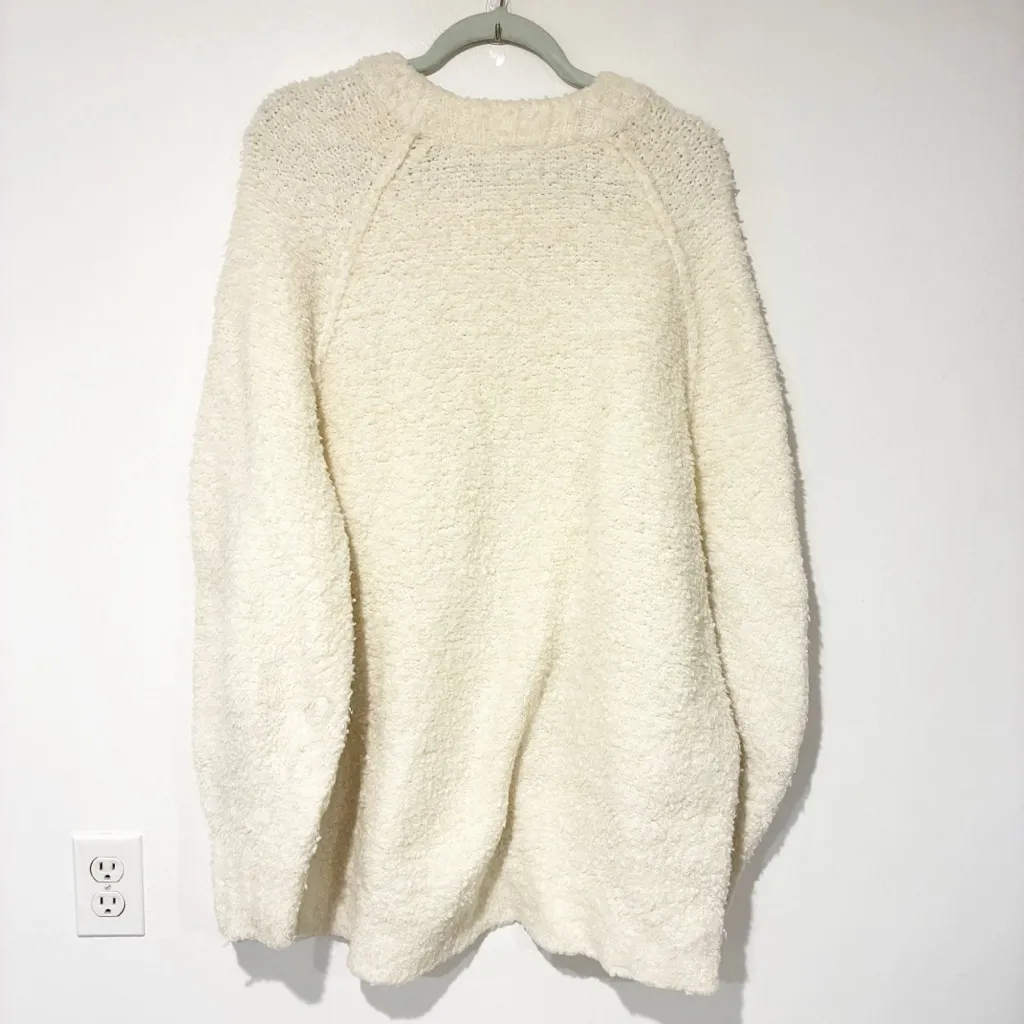 Free People Women's Cream Teddy Long-Sleeve Sweater Tunic Nubby Size XL - Image 6