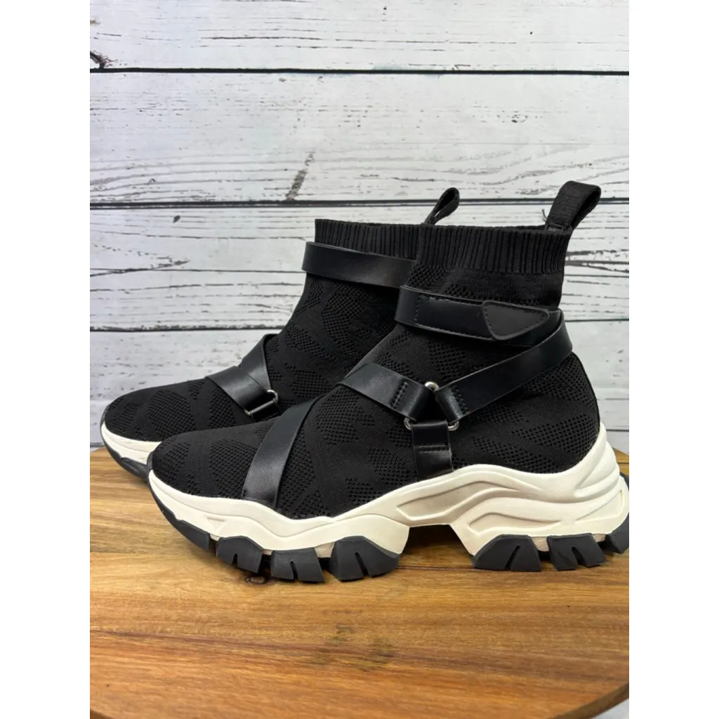 Women's JLO Black & White Sock Chunky Sneakers Size 9 - Image 2