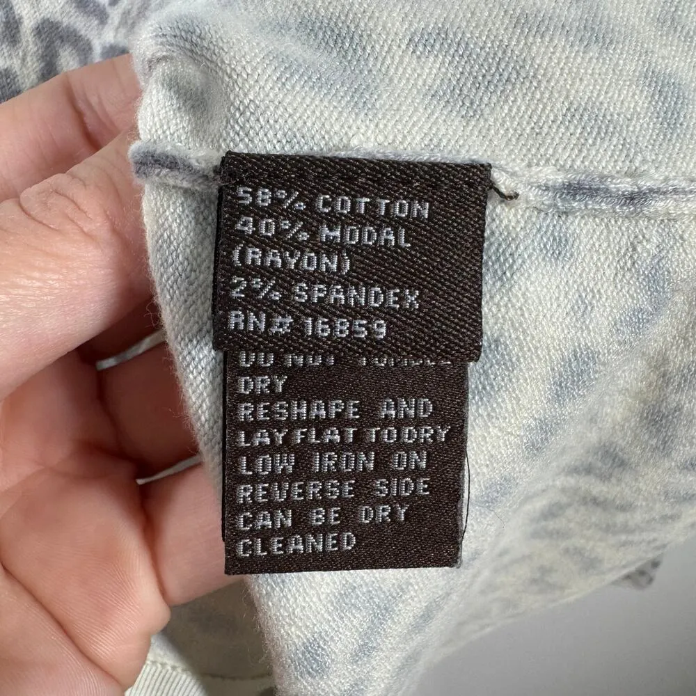 J. McLaughlin Cardigan Women L Gray White Leopard Print Long Sleeve Modal Modest - Image 6