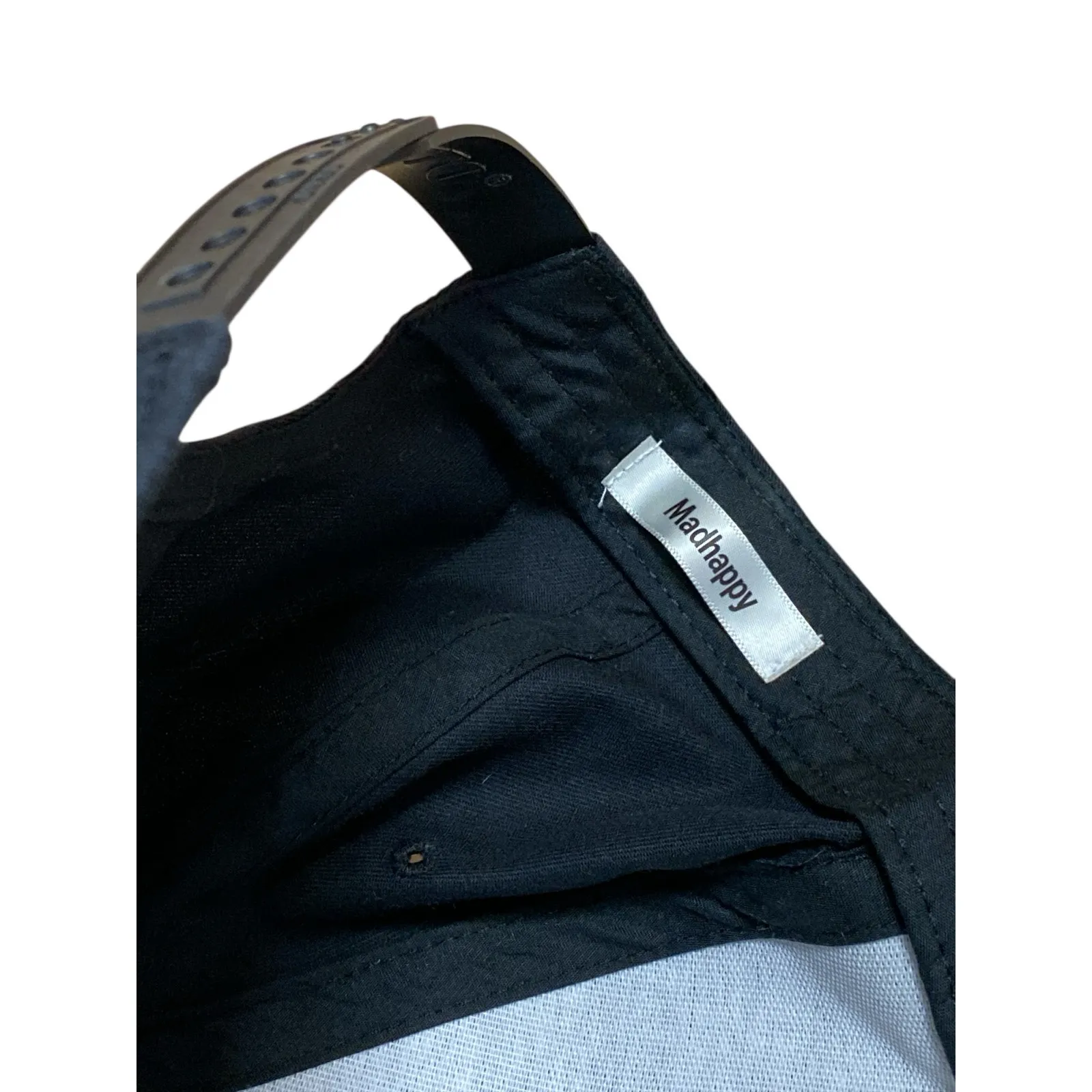 MadHappy Women's Black White Embroidered Logo Casual Dad Snapback Cap Hat OS - Image 2