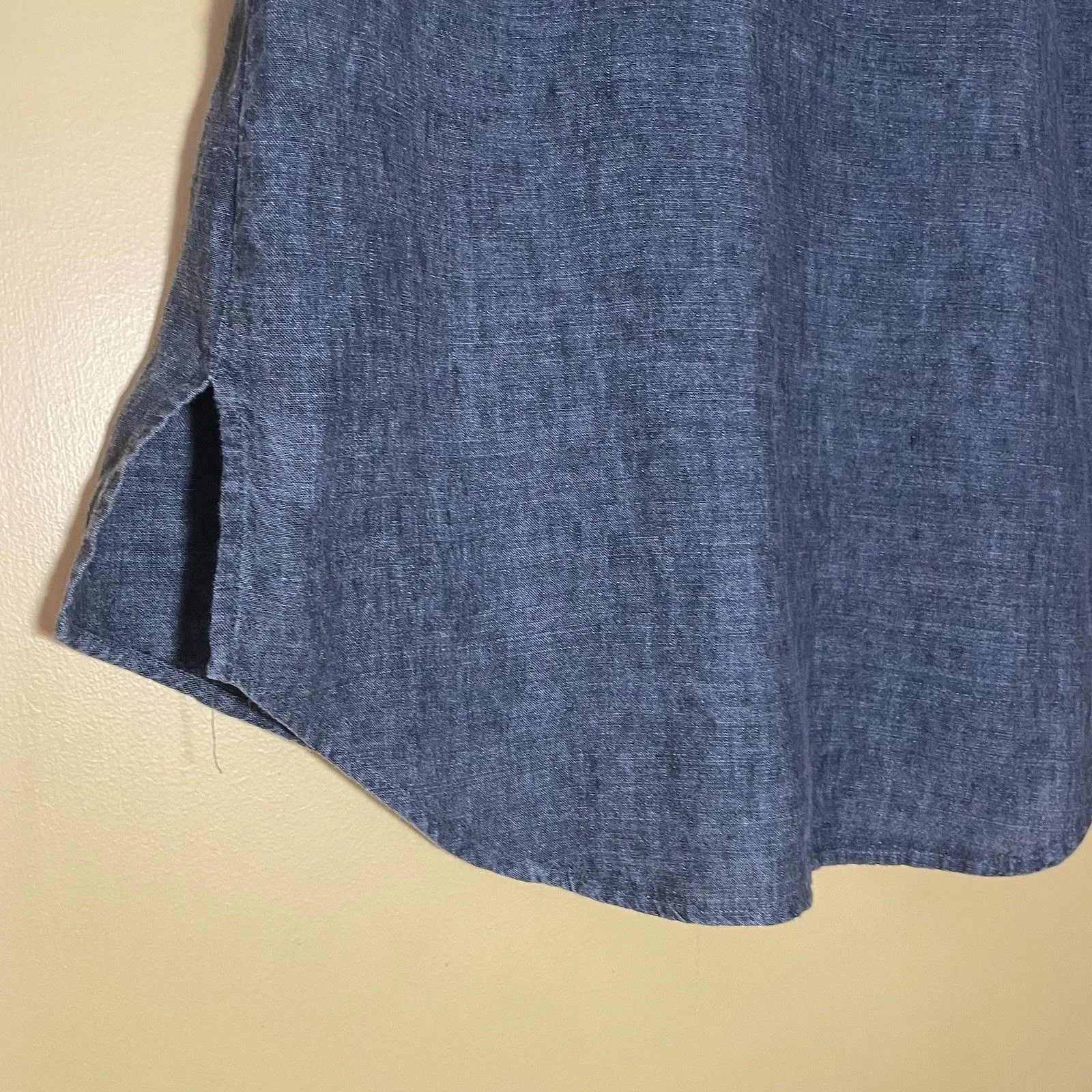 Eileen Fisher Tunic Shirt Womens XS Blue Linen Button Lagenlook Minimalist Top - Image 11