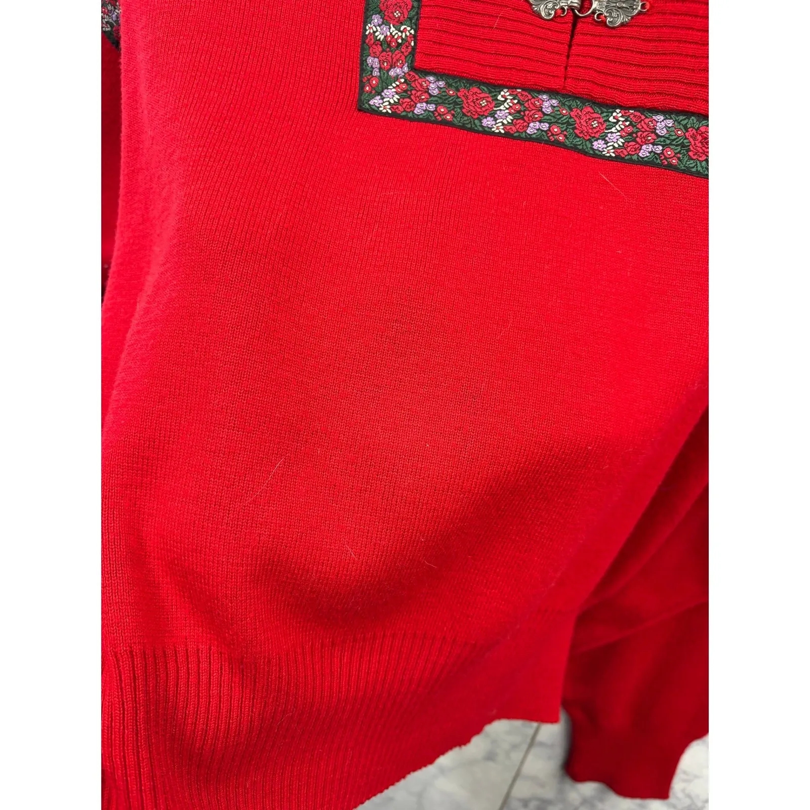 Vintage Meister Women's Red Wool Blend Knit Sweater V - Image 6