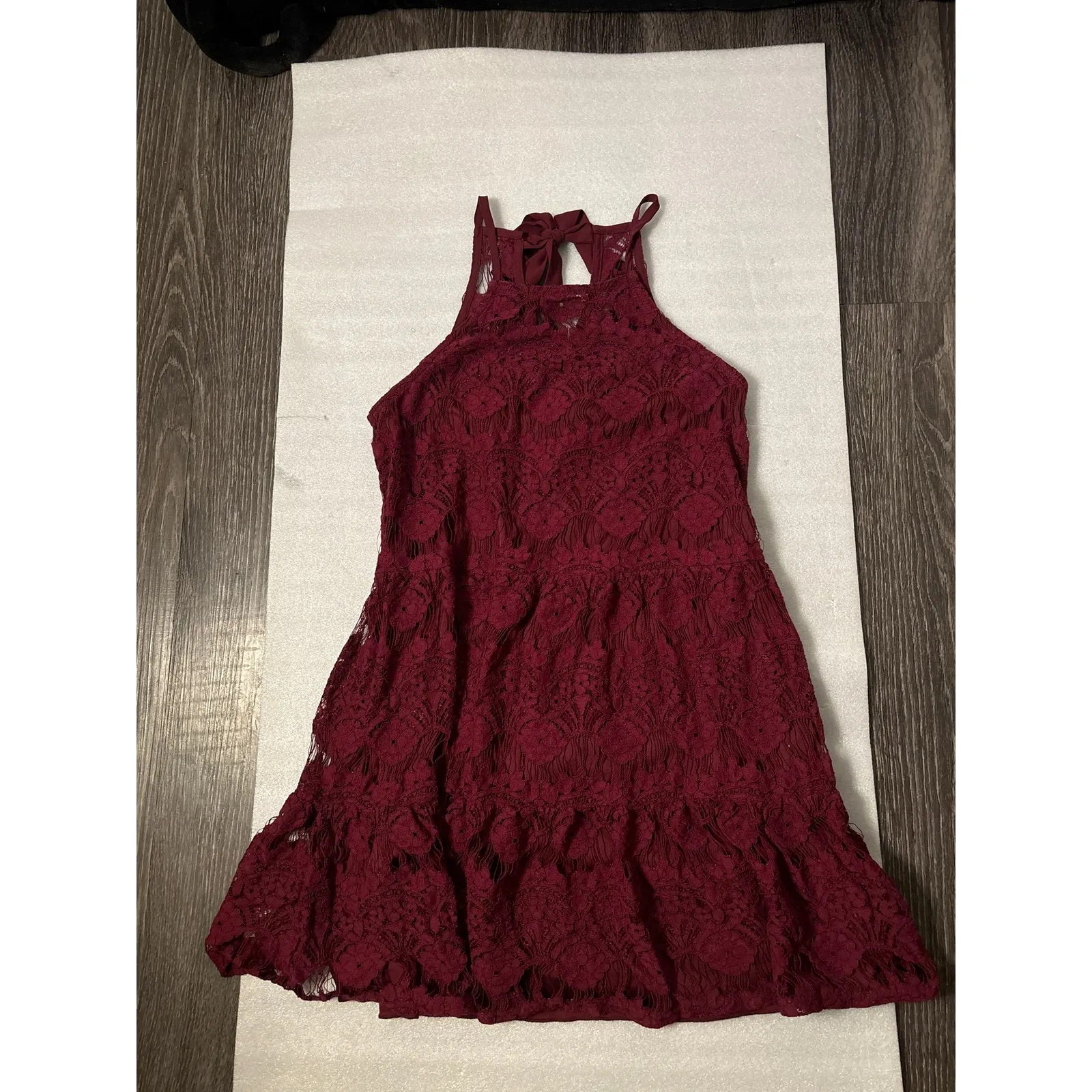 Xtraordinary Lace Maroon Mini Dress M Formal Special Occasion Cocktail Coquette - Image 5