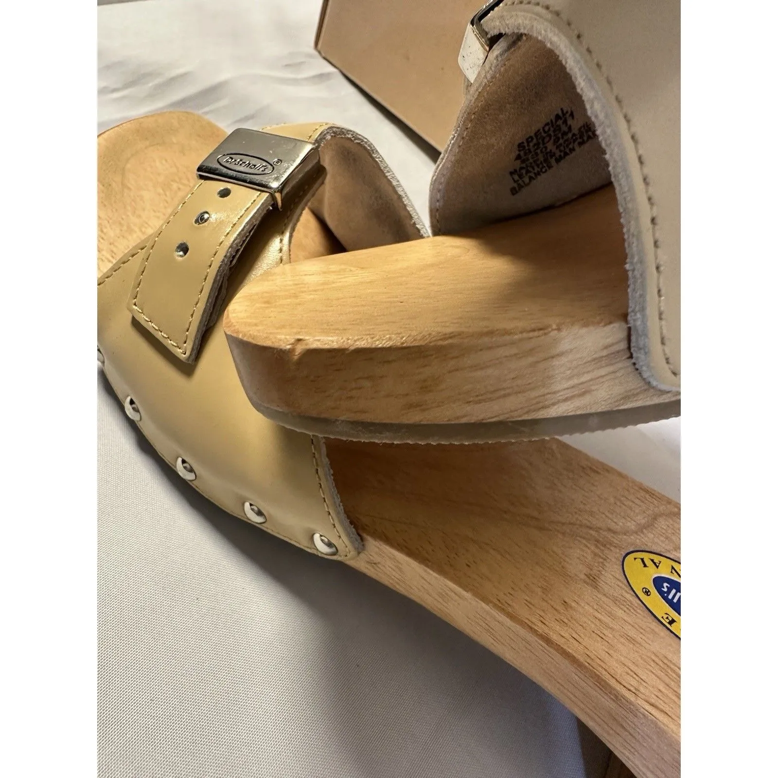 Dr. Scholl’s The Original Sandal Slide Clog SPECIAL Beige Smooth Leather Sz 9M Tan - Image 6