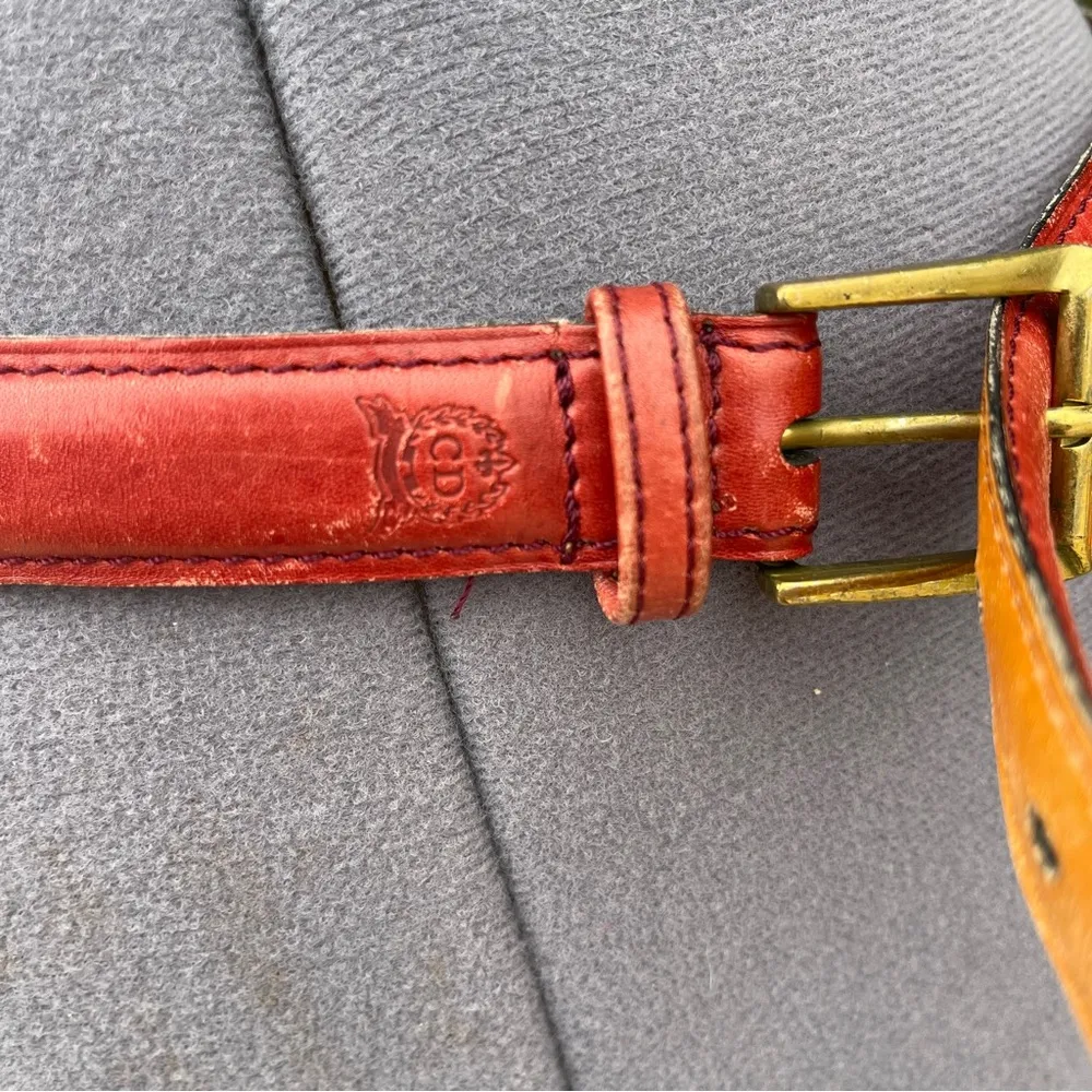 Vintage Christian Dior Elegant Red Leather Belt - Image 5