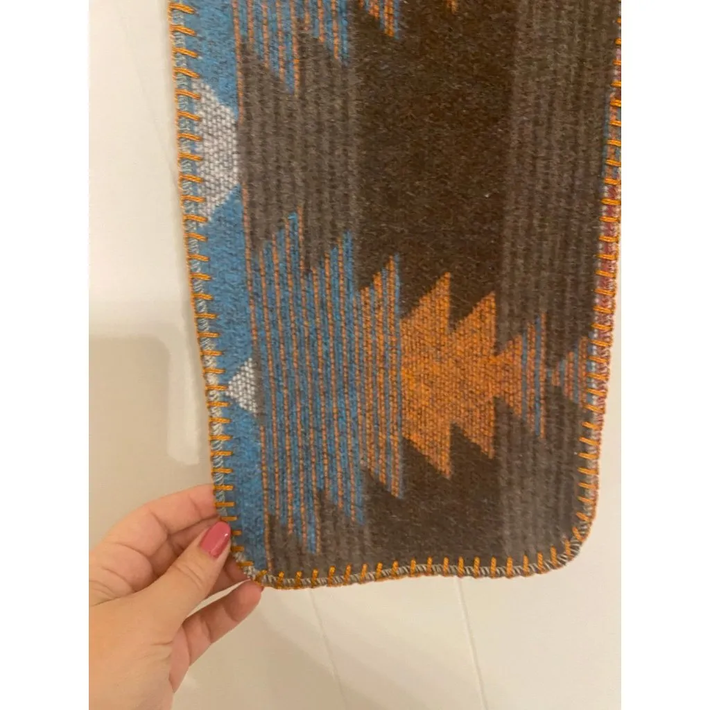 Rhonda Stark Wool Southwest Aztec Scarf 60" x‎ 8" Made in USA Brown - Image 2