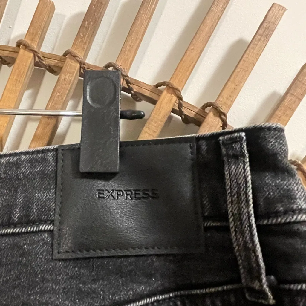 Express Womens Black Denim Maxi Skirt w Slit Stretchy Rockstar Girlfriend Grunge - Image 8