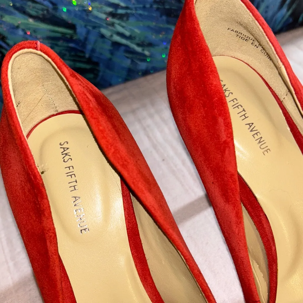 Saks Fifth Avenue Size 6 Burnt Orange Heels - Image 4