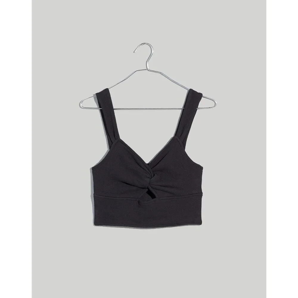 Madewell Black Cutout Knot-Front Crop Tank Top Size XS - Image 4