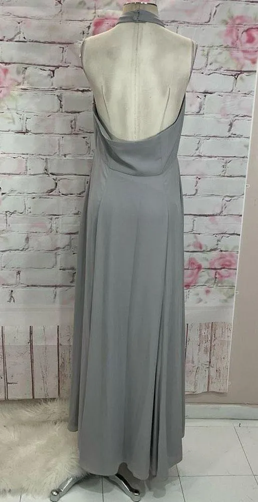Fame and partners halter mock neck medium gray gown - Image 6