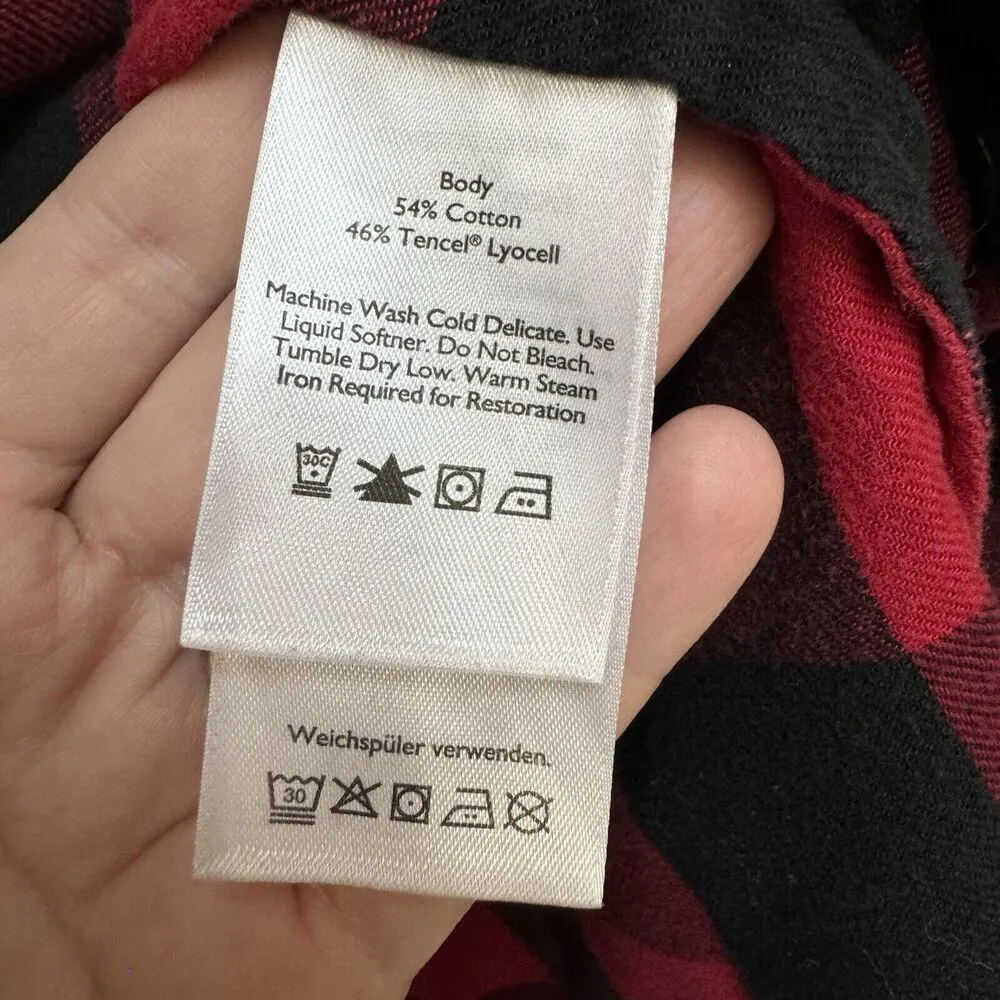 Eddie Bauer Women's Button Up Shirt S Red Black Buffalo Plaid Flannel Top Cotton - Image 6