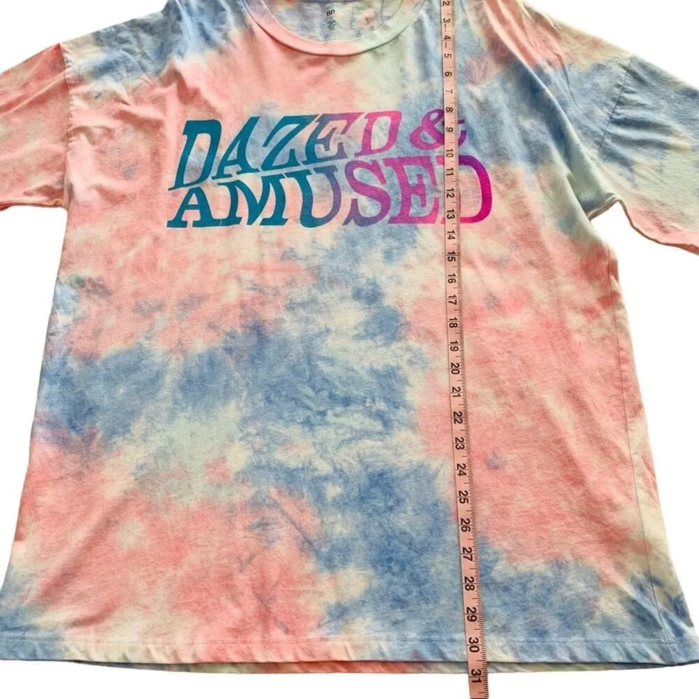 BP Nordstrom Dazed & Amused Pink Blue Tie Dye Oversized Graphic T-Shirt Small - Image 6