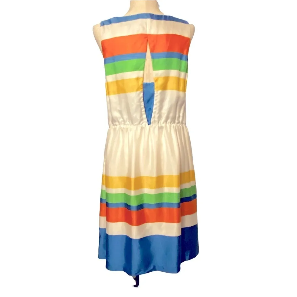 Anthropologie Girls From Savoy Essential Stripes‎ Silk Dress Size 12 - Image 4