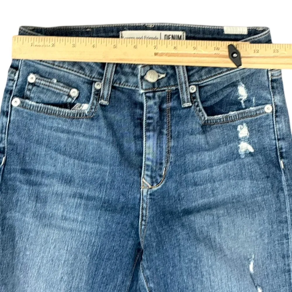 Lovers and Friends Distressed Mason Naples Raw Hem Blue Hi Rise Skinny Jeans 25 - Image 2