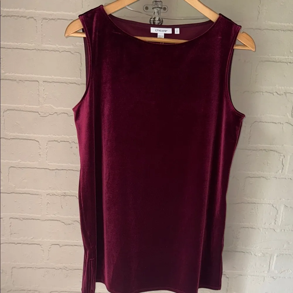 Chicos velvet shirt NEW wine maroon deep marlot trackers medium - Image 5