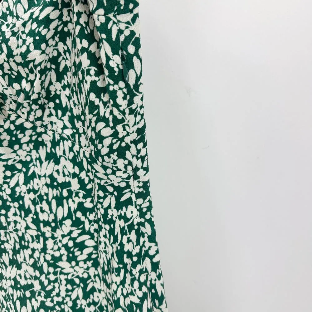 Madewell Seamed V Neck Mini Dress Viscose Printed Kelly Verdant Green US 00 NWT - Image 10