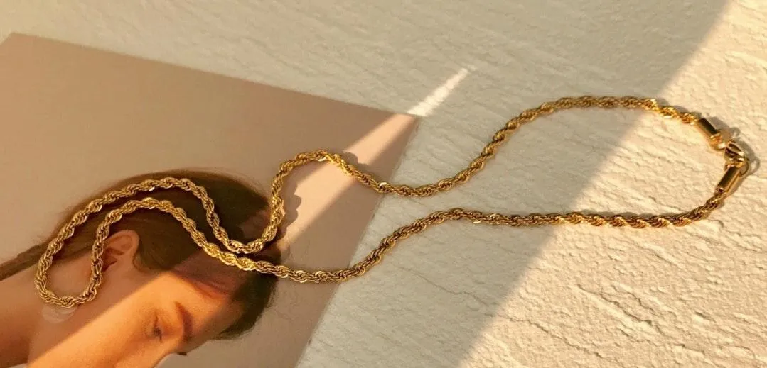 3mm rope chain necklace Gold - Image 3