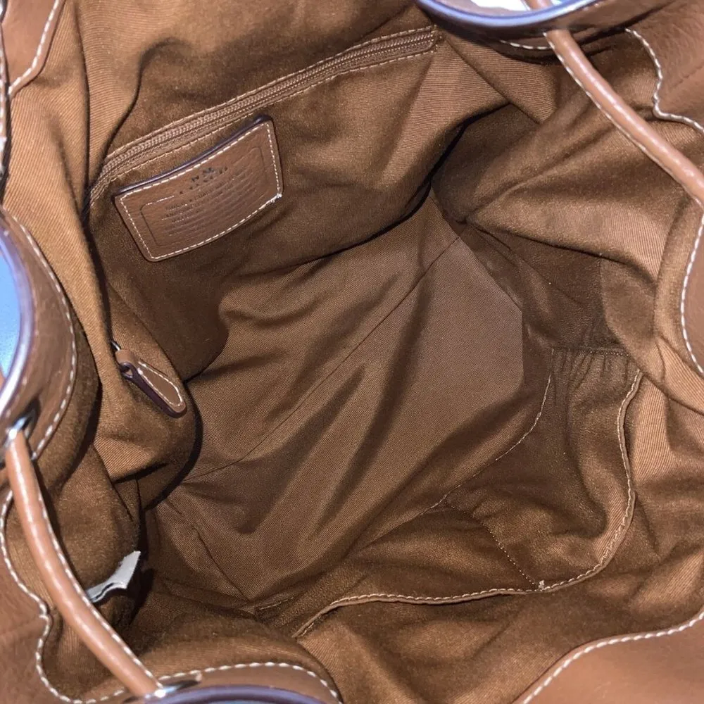 Coach Chalk & Saddle Mickie Leather Drawstring Bag - Image 7