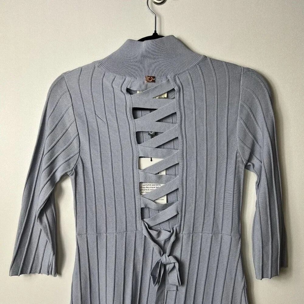 For Love & Lemons Knitz Purple Simone Dress Open Lace up‎ Back Mini Dress - Image 13