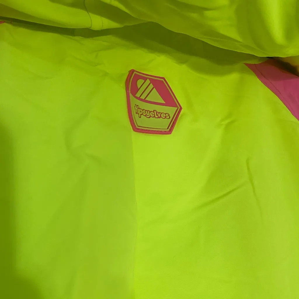 Tipsy Elves Ski Powder Blaster Hooded Snow Suit Neon Yellow Pink Adult Small - Image 11