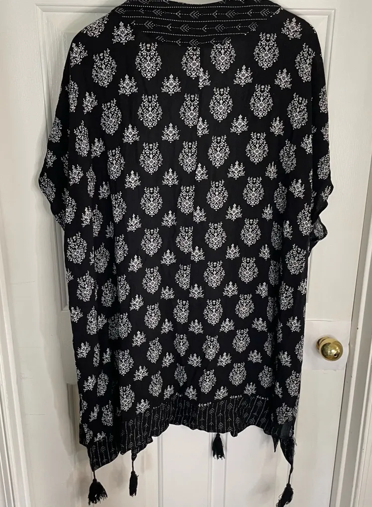 Hummingbird artsy romantic witchy Rayon Open Cardigan With Tassels Size Medium - Image 1