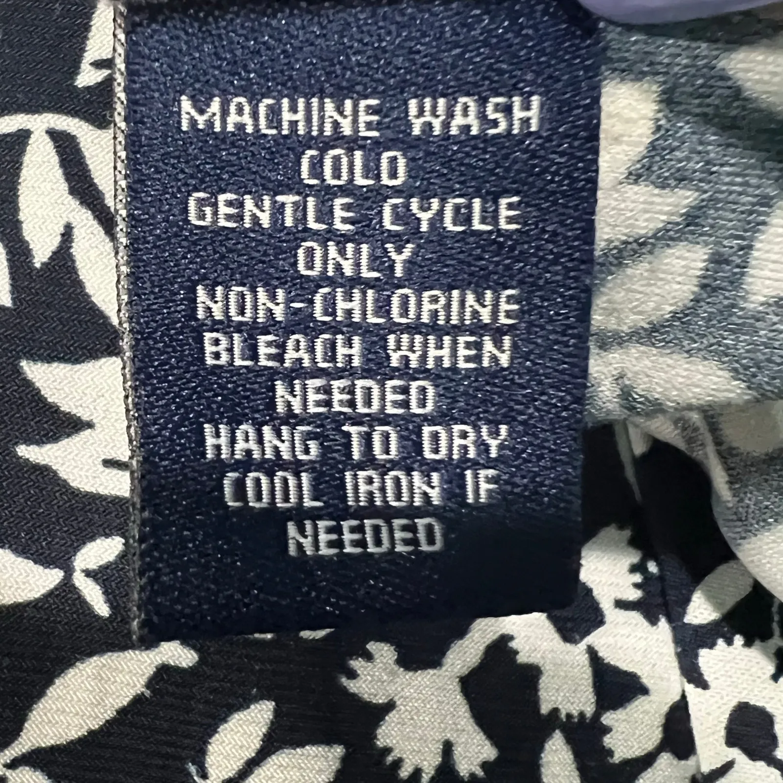 Chaps Blue White Floral Midi Dress M Empire Waist A Line Jersey Stretch Cottage - Image 12