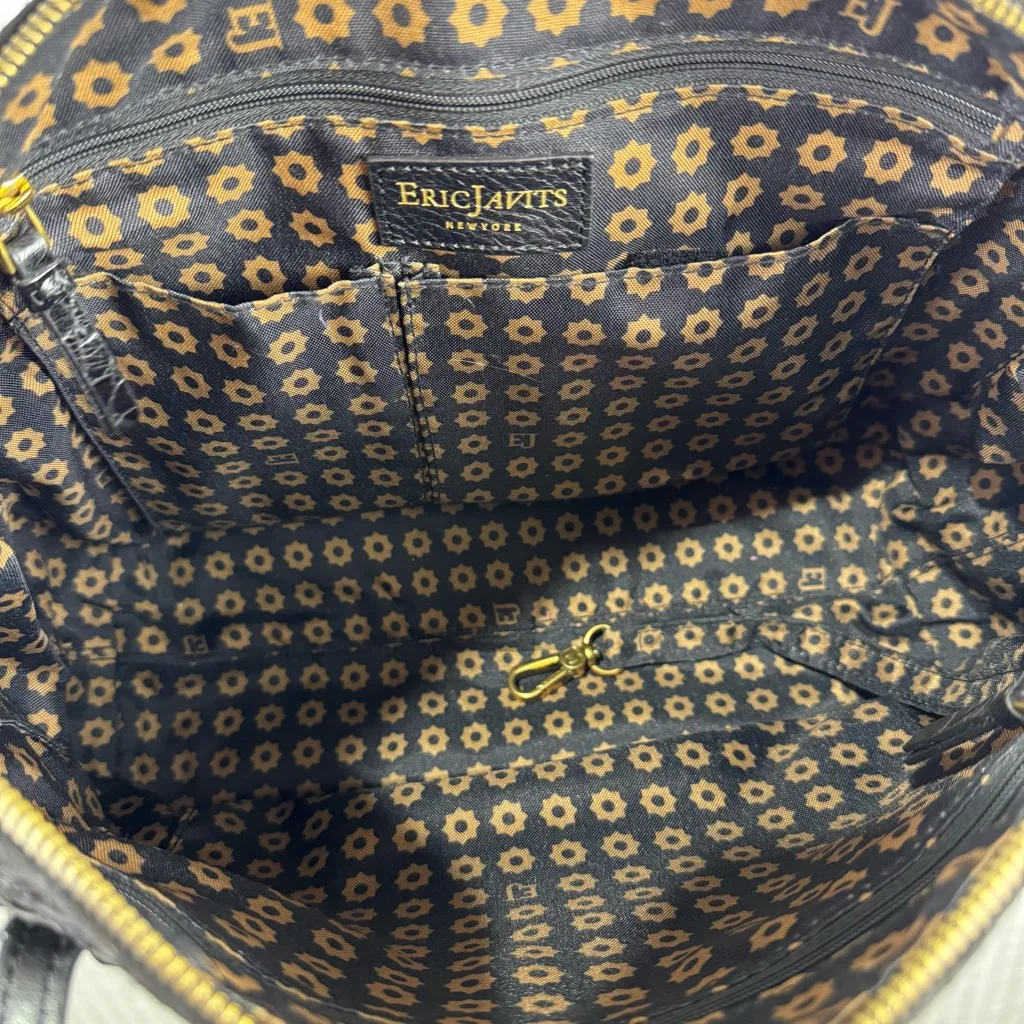 Eric Javits Kena Intricate Woven Resistant Tote Bag Black Leather Medium Western - Image 8