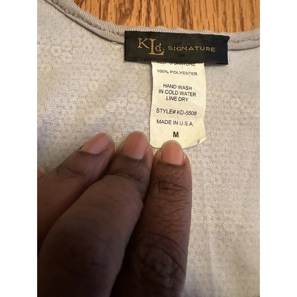 K L D Signature all over sequin dress silver shift short mini party cocktail M Size M - Image 9