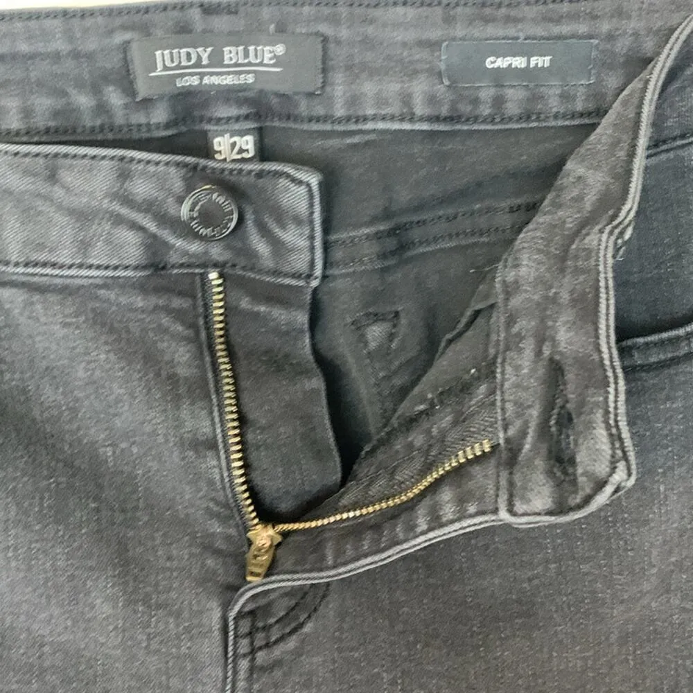 Judy Blue womens size 9 / 29 Capri fit black denim jeans crop stretch - Image 7