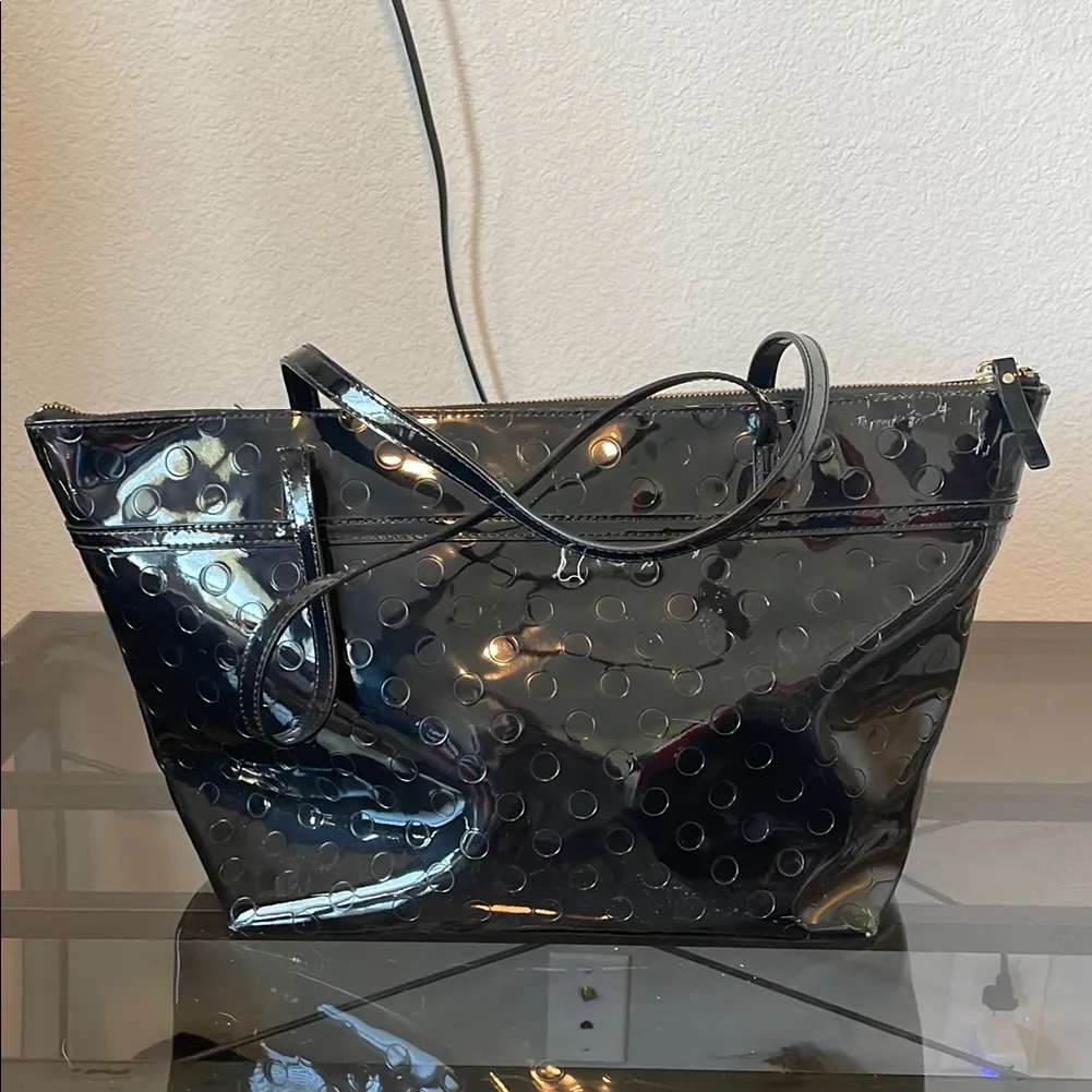 Kate Spade Tote Bag Large‎ Sophie Camellia Street Black PVC Patent Leather - Image 3