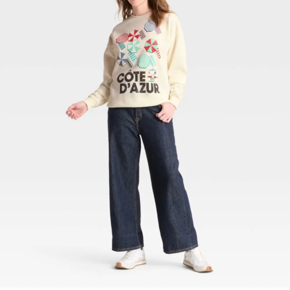 Peanuts Snoopy‎ Cote d'Azur Sweatshirt Off White NWT Size M - Image 7