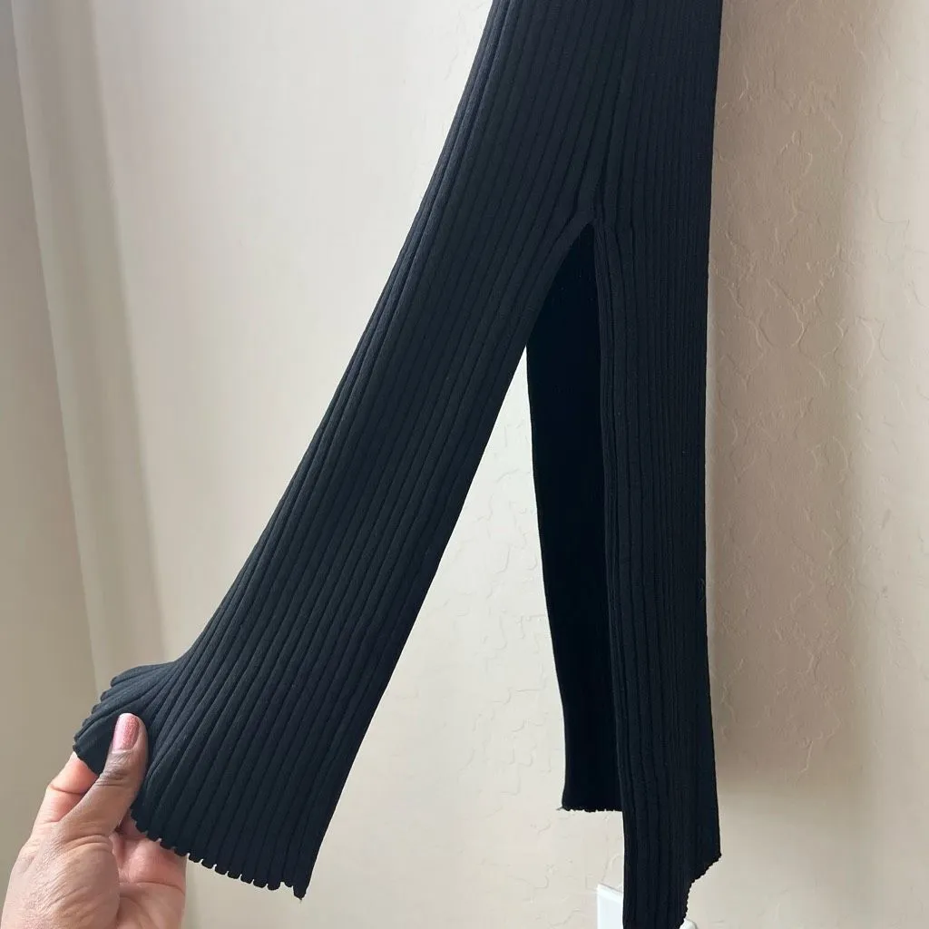 Toteme Dress Ribbed Knit Black Long Sleeve Orville Midi Dress‎ Size Medium - Image 10