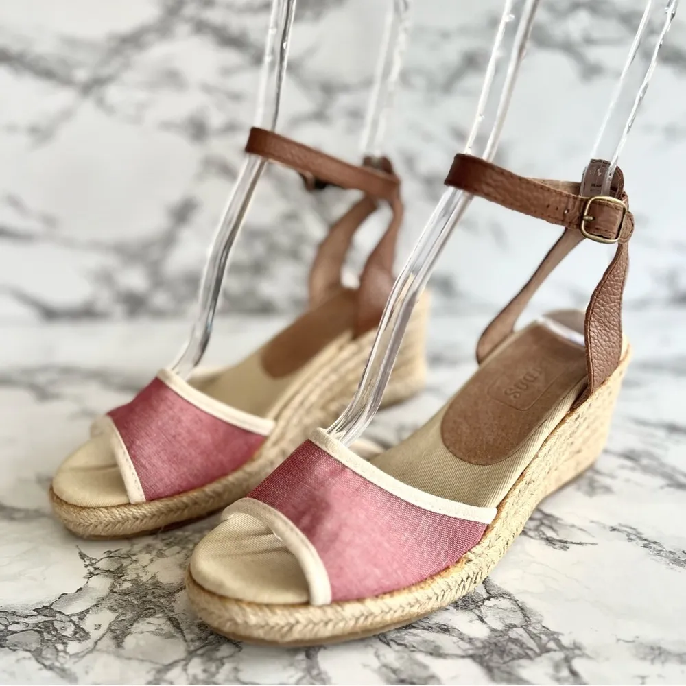 Soludos Espadrille Wedge Sandals Ankle Strap Red Canvas 6 - Image 2