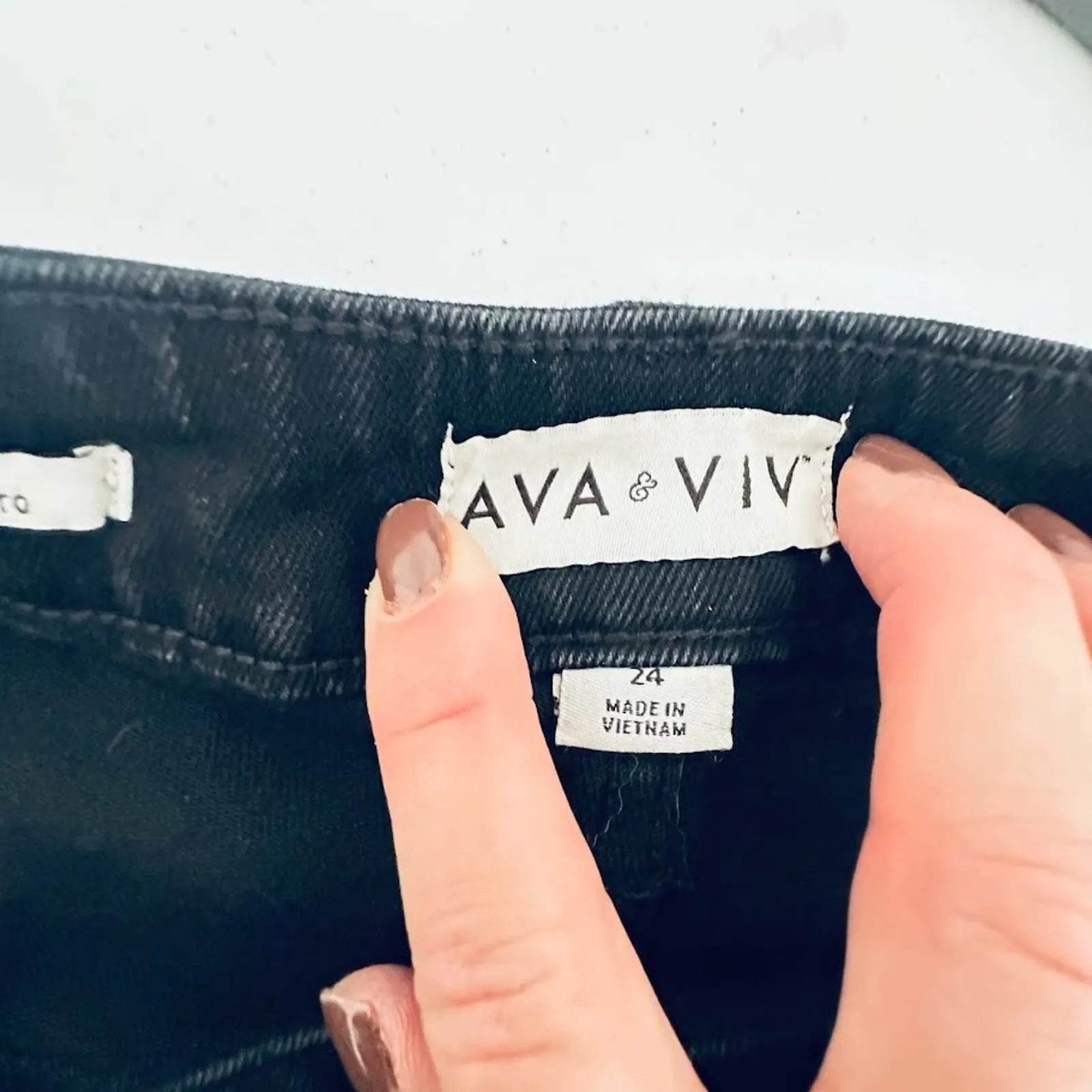 Ava & Viv Womens Jeans Plus 24 High Rise Relaxed Flared Stretch Denim Black - Image 5