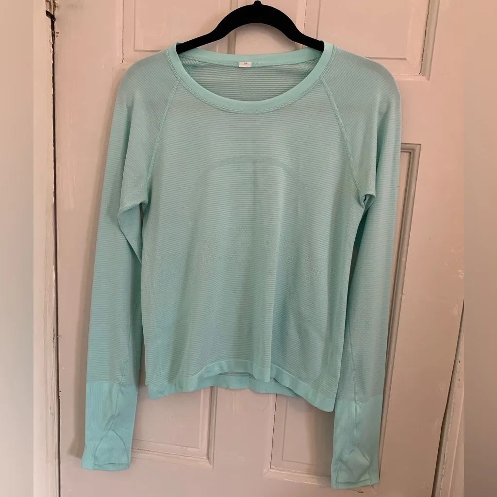 *flawed* Lululemon Swiftly Tech Long-Sleeve 2.0 *Waist Length Ideal Mint sz 8 - Image 2