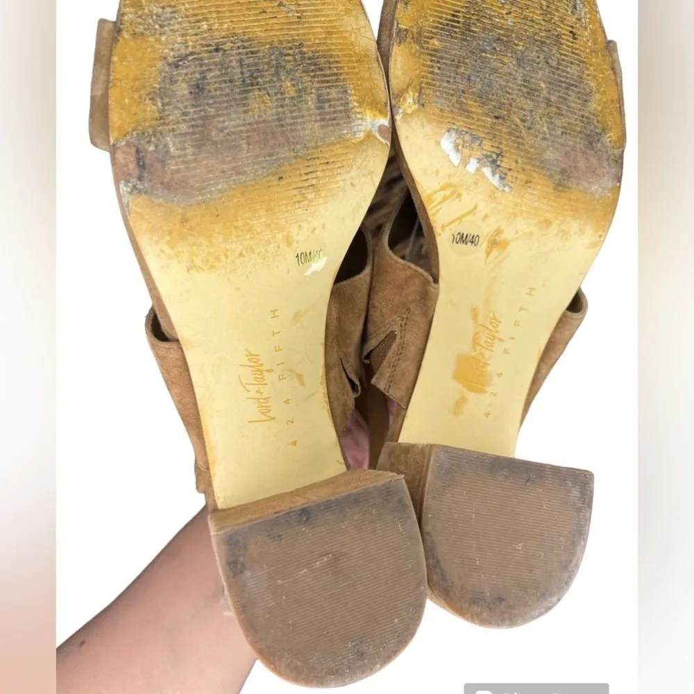 Lord & Taylor Suede Block Heels Tan Size 10 - Image 8