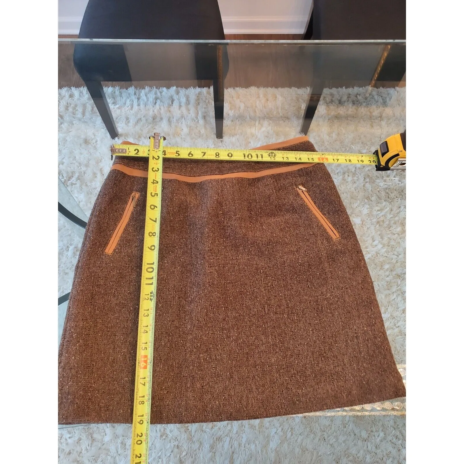 Bob Timberlake Women Brown Polyester Straight Pencil Casual Knee Length Skirt 8 - Image 6