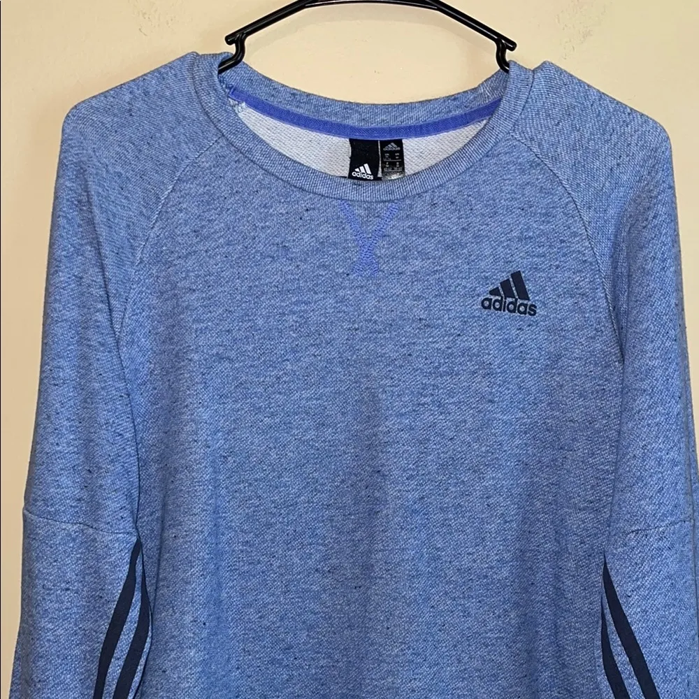 Adidas Women’s Boxy Cropped Athletic Athleisure Blue Crewneck Sweatshirt - Image 2